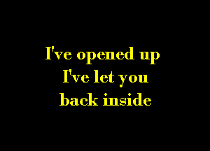 I've opened 11p

I've let you
back inside