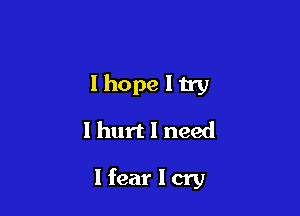 I hope I try
I hurt I need

Ifear I cry