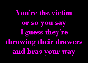 You're the victim
or so you say
I guess they're
throwing their drawers

and bras your way