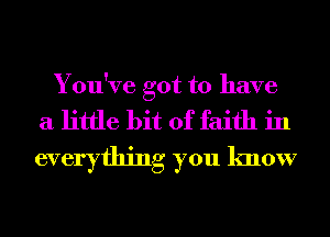 You've got to have
a little bit of faith in
everything you know