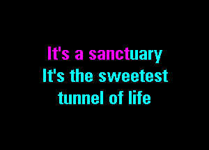 It's a sanctuary

It's the sweetest
tunnel of life