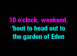 10 o'clock, weekend,

'bout to head out to
the garden of Eden