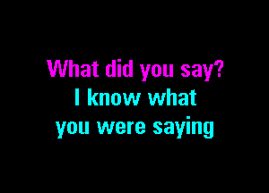 What did you say?

I know what
you were saying