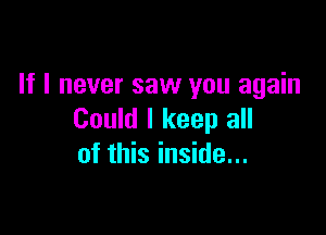 If I never saw you again

Could I keep all
of this inside...