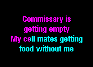 Commissary is
getting empty

My cell mates getting
food without me