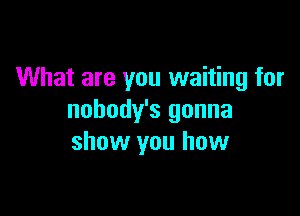 What are you waiting for

nobody's gonna
show you how