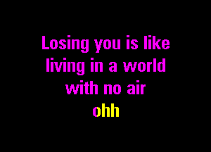Losing you is like
living in a world

with no air
ohh