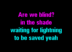 Are we blind?
in the shade

waiting for lightning
to he saved yeah