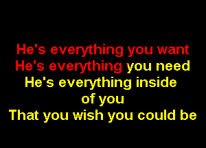 He's everything you want
He's everything you need
He's everything inside
ofyou
That you wish you could be