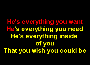 He's everything you want
He's everything you need
He's everything inside
ofyou
That you wish you could be