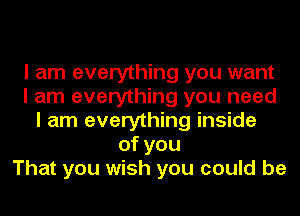 I am everything you want
I am everything you need
I am everything inside
ofyou
That you wish you could be