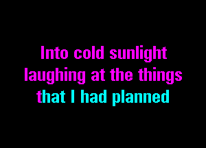 Into cold sunlight

laughing at the things
that I had planned