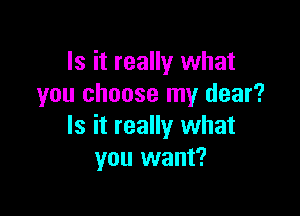 Is it really what
you choose my dear?

Is it really what
you want?