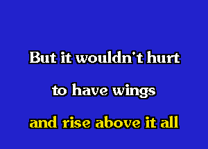 But it wouldn't hurt

to have wings

and rise above it all