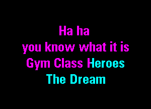 Ha ha
you know what it is

Gym Class Heroes
The Dream