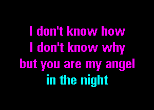 I don't know how
I don't know why

but you are my angel
in the night