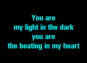 You are
my light in the dark

you are
the heating in my heart