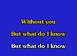 Without you

But what do I know

But what do I know