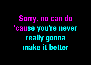 Sorry, no can do
'cause you're never

really gonna
make it better
