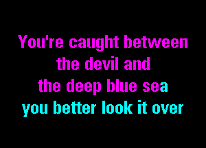 You're caught between
the devil and

the deep blue sea
you better look it over