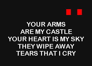 YOUR ARMS
ARE MY CASTLE

YOUR HEART IS MY SKY

THEY WIPE AWAY
TEARS THAT I CRY