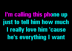 I'm calling this phone up
iust to tell him how much
I really love him 'cause
he's everything I want