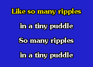 Like so many ripples
in a tiny puddle
So many ripples

in a tiny puddle