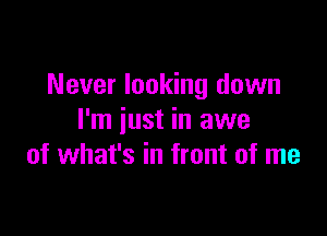 Never looking down

I'm just in awe
of what's in front of me