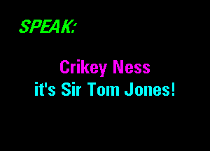 SPMIC'

Crikey Ness

it's Sir Tom Jones!