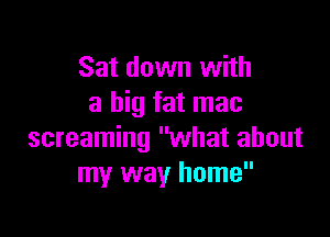 Sat down with
a big fat mac

screaming what about
my way home