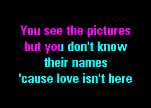 You see the pictures
but you don't know

their names
'cause love isn't here