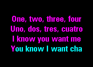 One, two, three. four
Uno, dos, tres, cuatro

I know you want me
You know I want cha