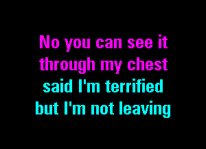 No you can see it
through my chest

said I'm terrified
but I'm not leaving