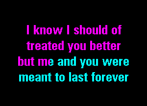 I know I should of
treated you better

but me and you were
meant to last forever