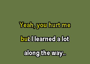 Yeah, you hurt me

but I learned a lot

along the way..