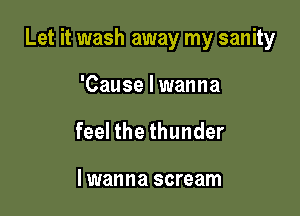 Let it wash away my sanity

'Cause I wanna
feel the thunder

lwanna scream