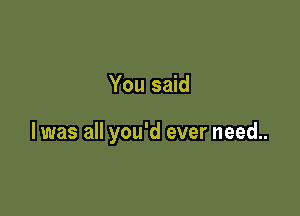 You said

I was all you'd ever need..