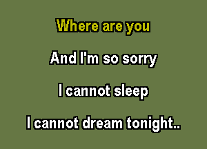 Where are you
And I'm so sorry

lcannot sleep

I cannot dream tonight.