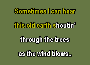Sometimes I can hear

this old earth shoutin'

through the trees

as the wind blows..
