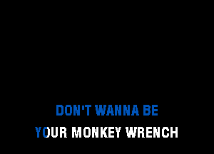DON'T WANNA BE
YOUR MONKEY WRENCH