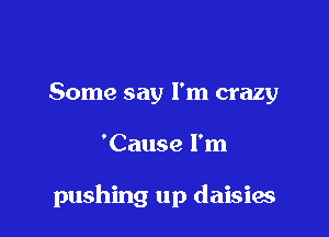 Some say I'm crazy

'Cause I'm

pushing up daisies