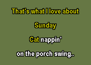 That's what I love about
Sunday
Cat nappin'

on the porch swing..