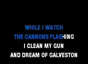 WHILE I WATCH
THE CAHHOHS FLASHING
I CLEAN MY GUN
AND DREAM 0F GALVESTOH