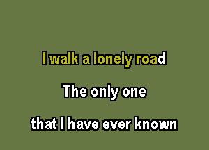 lwalk a lonely road

The only one

that l have ever known