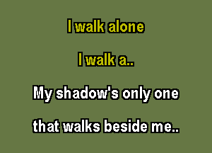 I walk alone

lwalk a..

My shadow's only one

that walks beside me..