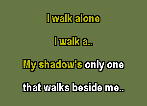 I walk alone

lwalk a..

My shadow's only one

that walks beside me..