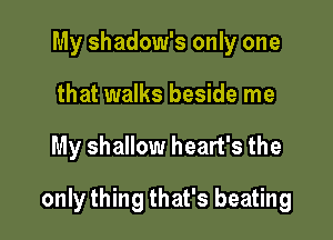My shadow's only one
that walks beside me

My shallow heart's the

only thing that's beating