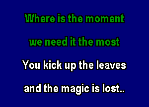 You kick up the leaves

and the magic is lost..