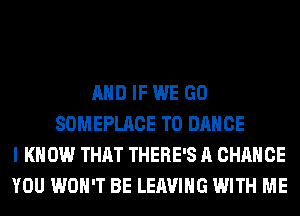AND IF WE GO
SOMEPLACE T0 DANCE
I KNOW THAT THERE'S A CHANCE
YOU WON'T BE LEAVING WITH ME