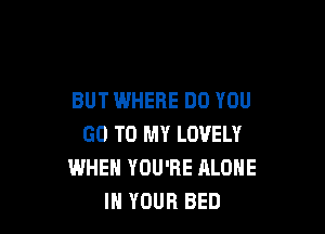 BUT WHERE DO YOU

GO TO MY LOVELY
WHEN YOU'RE ALONE
IN YOUR BED